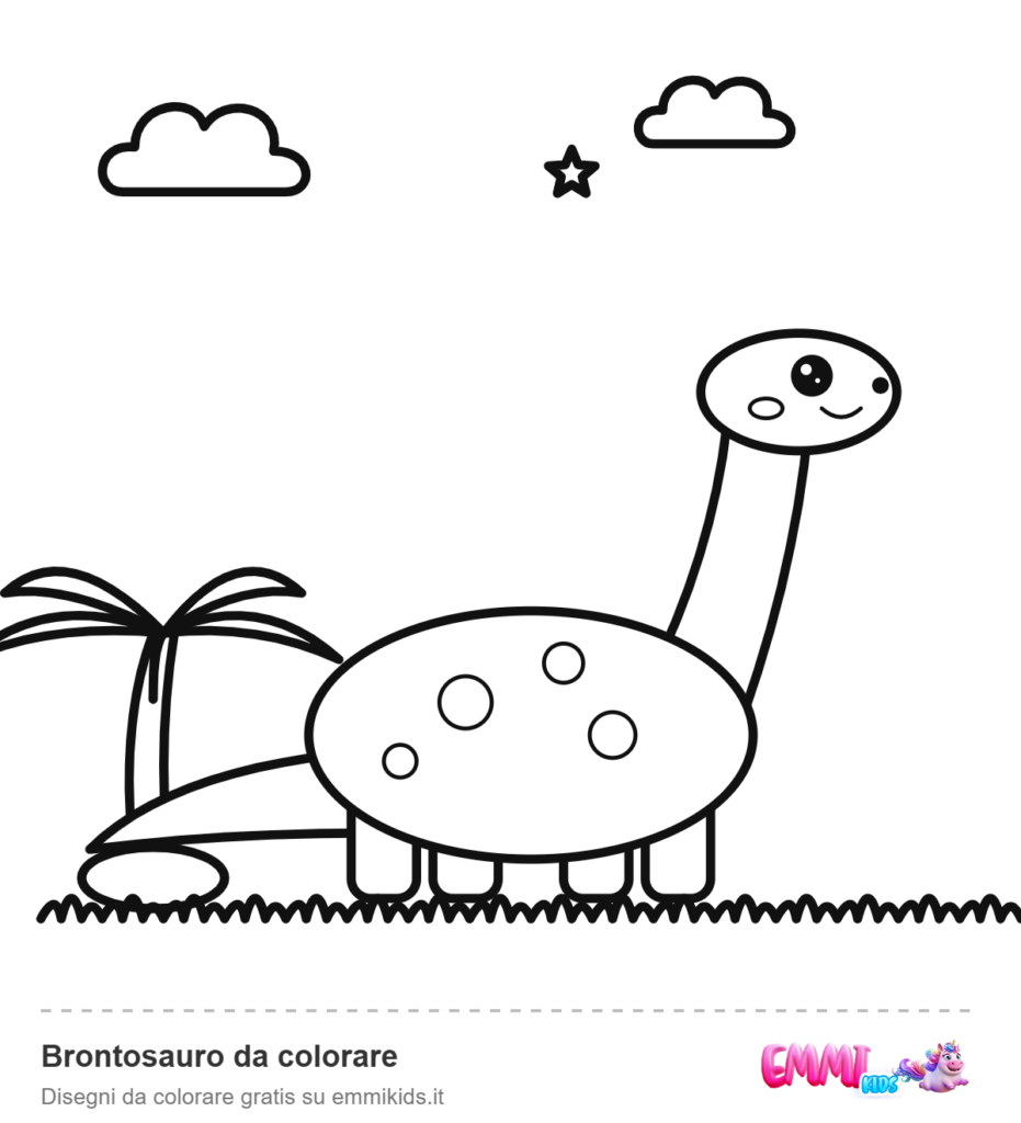Brontosauro da colorare – disegno da colorare gratis Emmi Kids