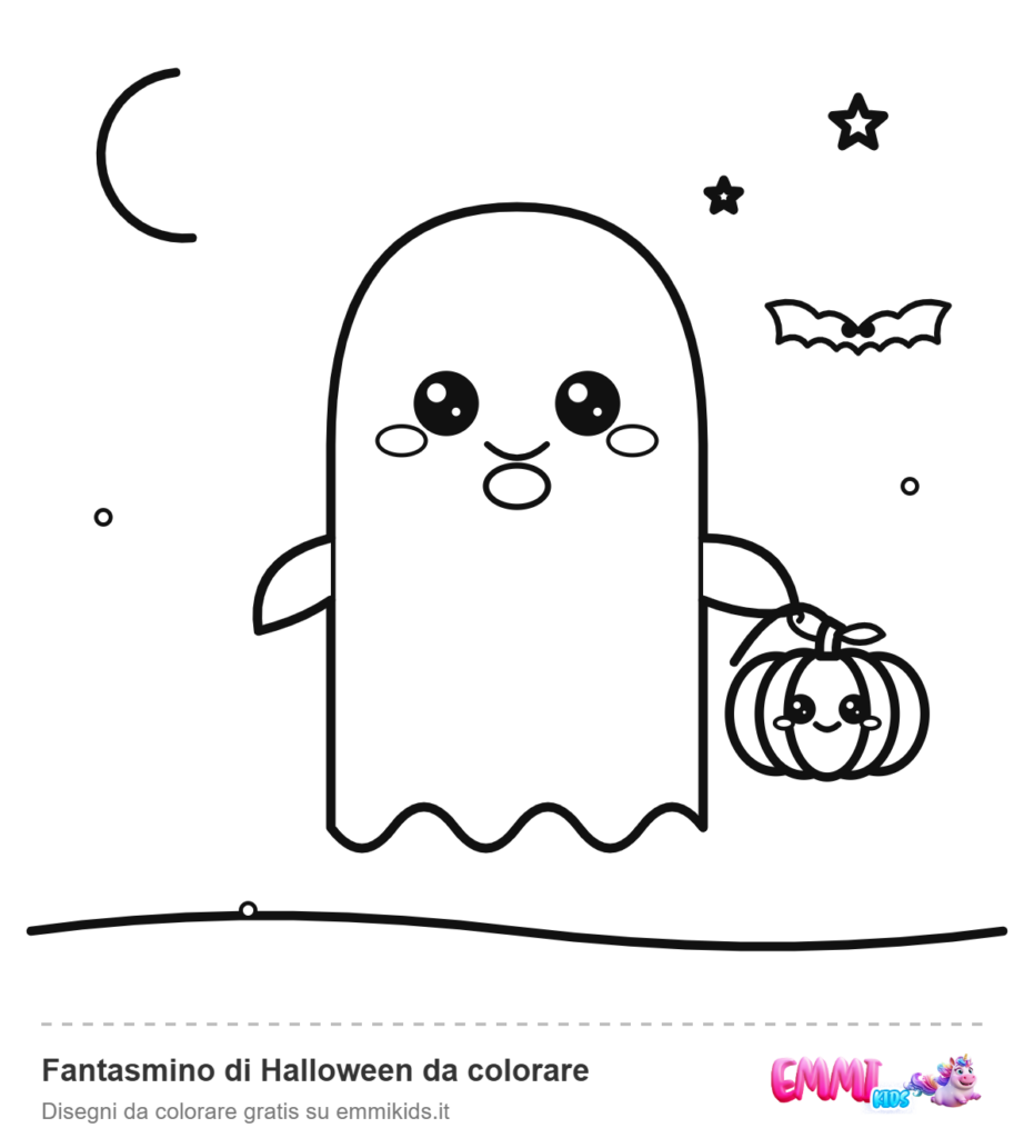 Fantasmino di Halloween da colorare – disegno da colorare gratis Emmi Kids