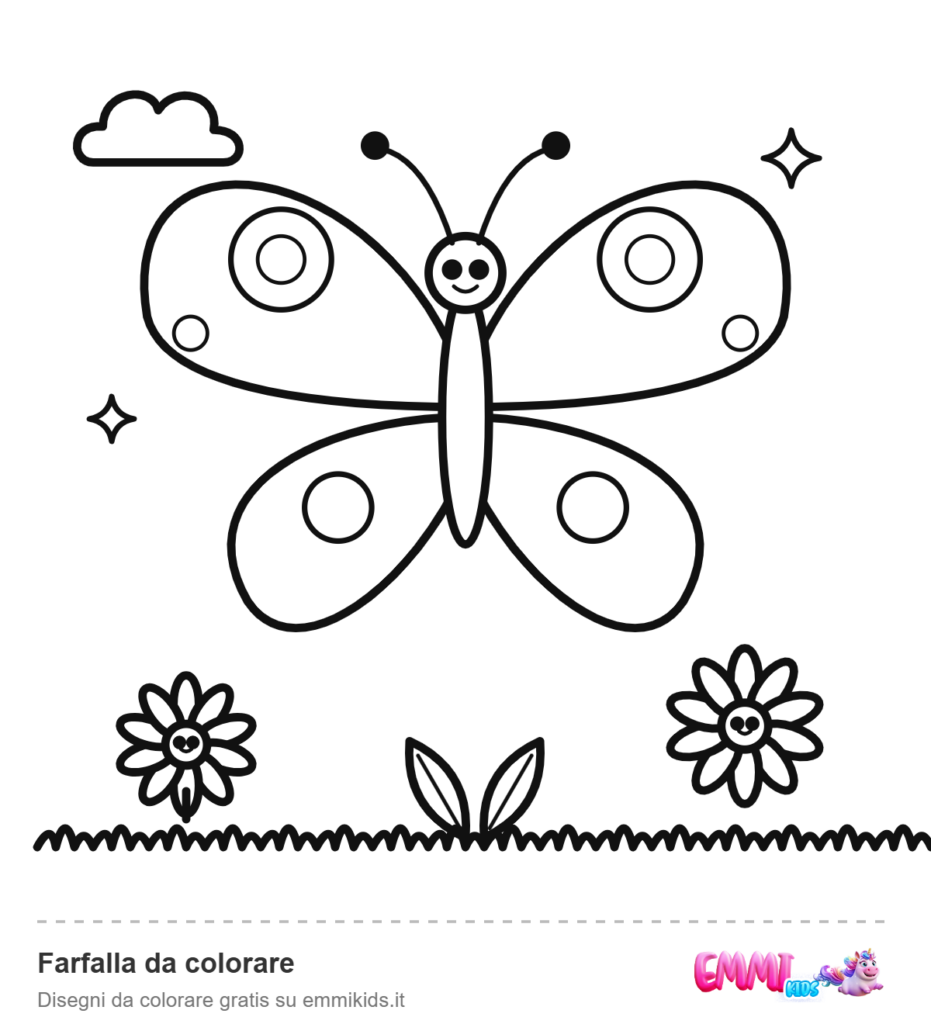 Farfalla da colorare – disegno da colorare gratis Emmi Kids