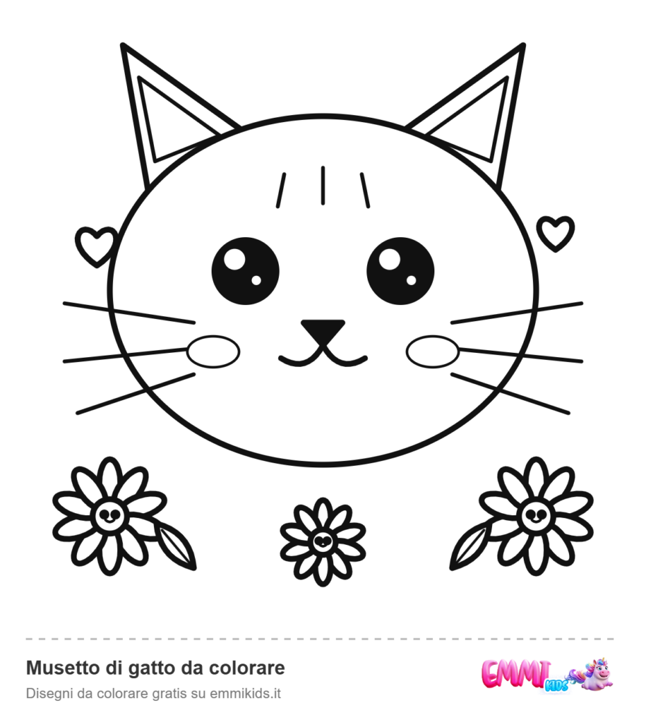 Musetto di gatto da colorare – disegno da colorare gratis Emmi Kids