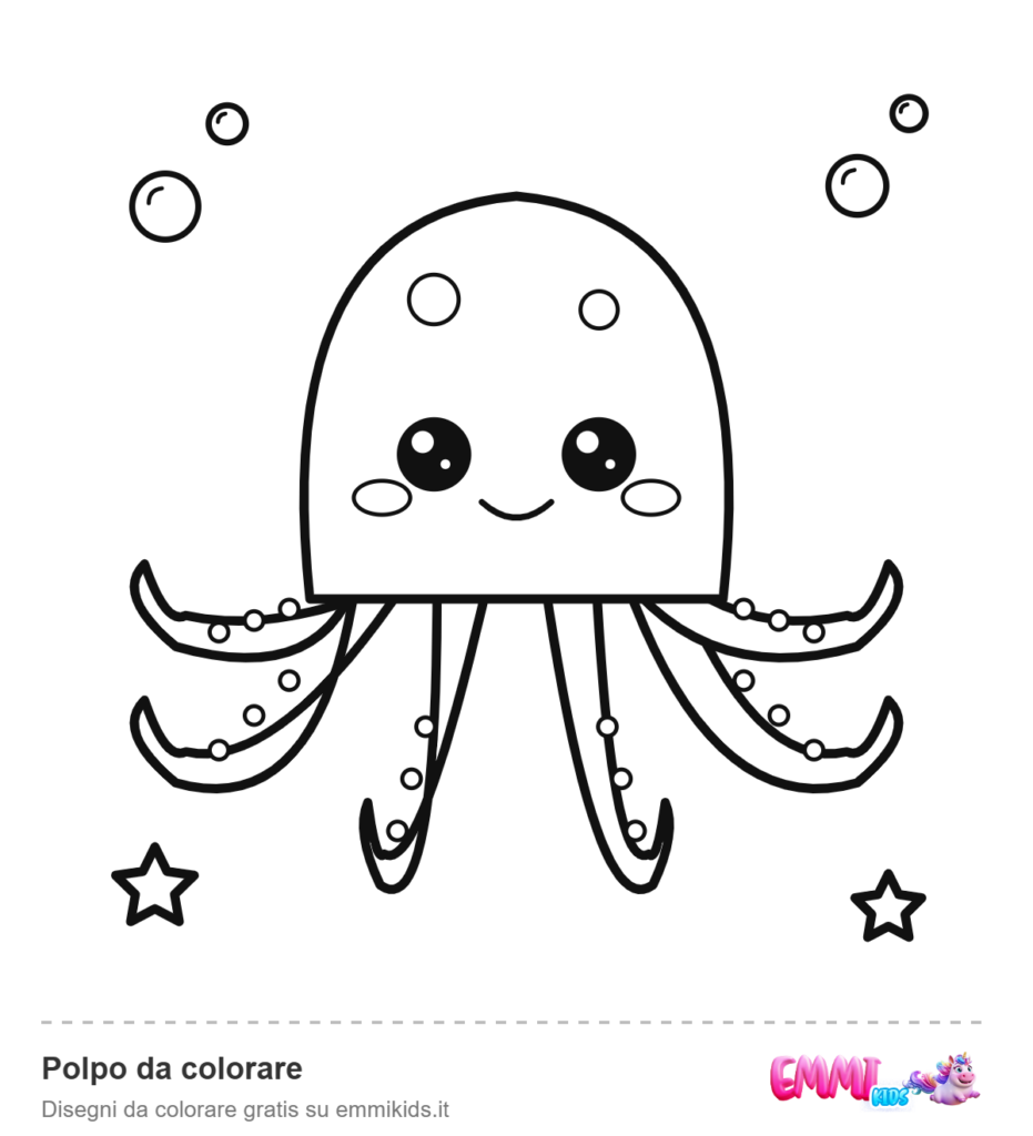 Polpo da colorare – disegno da colorare gratis Emmi Kids