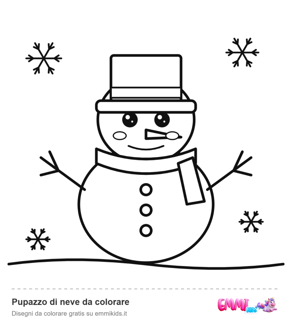 Pupazzo di neve da colorare – disegno da colorare gratis Emmi Kids
