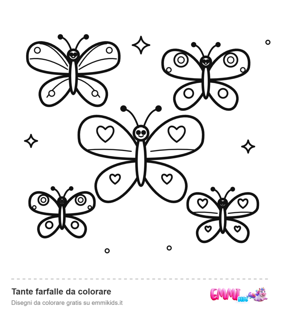 Tante farfalle da colorare – disegno da colorare gratis Emmi Kids
