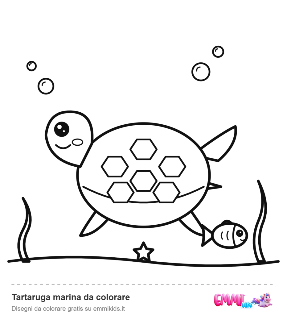 Tartaruga marina da colorare – disegno da colorare gratis Emmi Kids