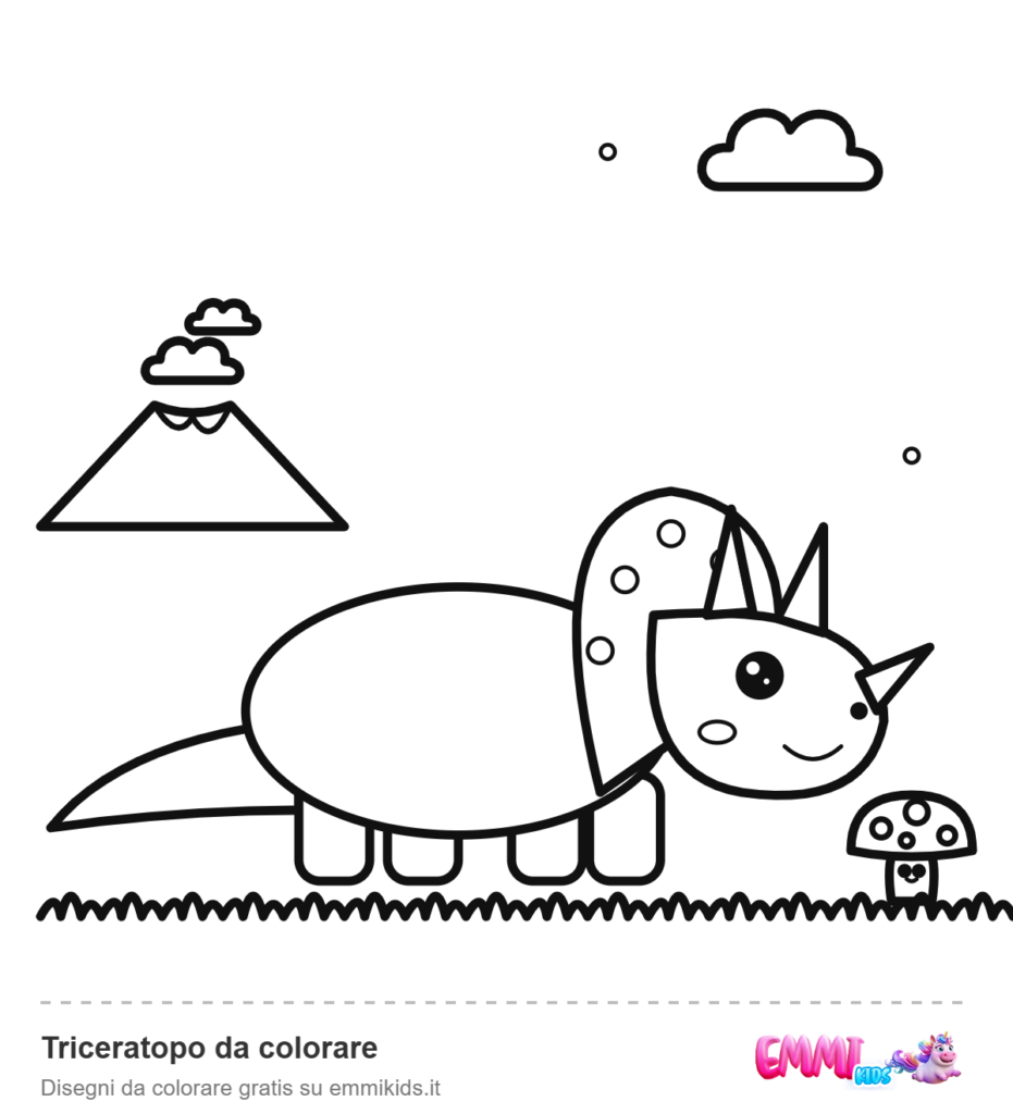 Triceratopo da colorare – disegno da colorare gratis Emmi Kids